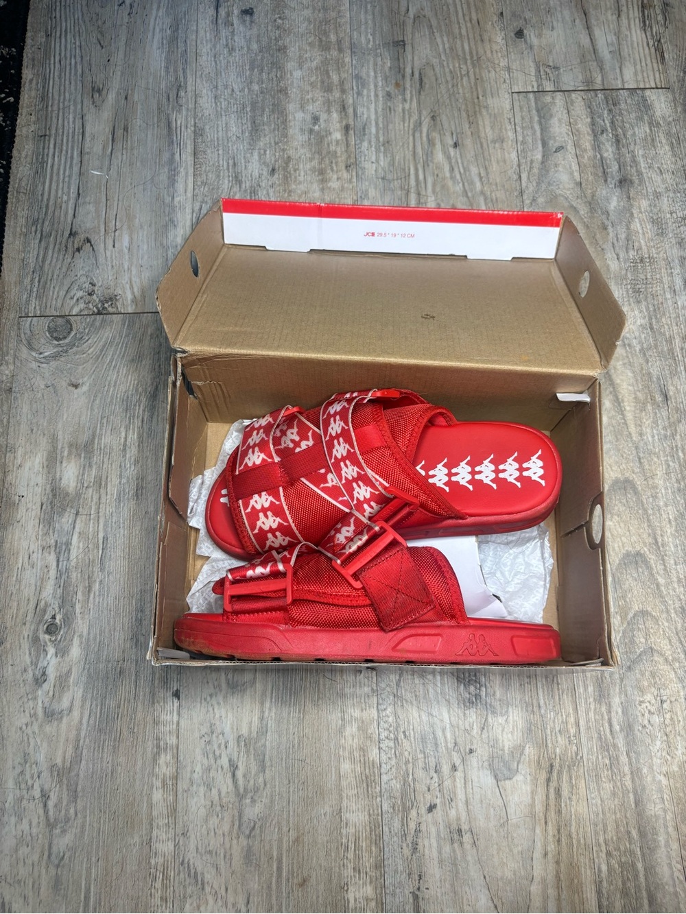 Kappa Kids Red Logo Strap Slide Sandals